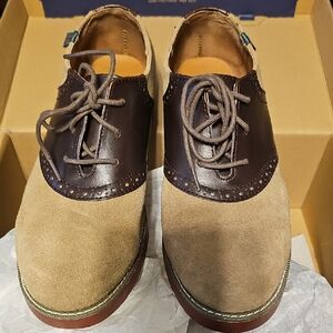 School Issue Brown and Tan Leather Oxfords